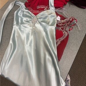 Elegant Silver Satin Dress